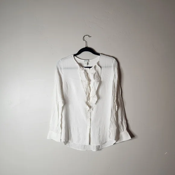 CLOSET CLEAN OUT *** Sundance Boho Ruffle Front Button Down Blouse Size Medium - Picture 1 of 7